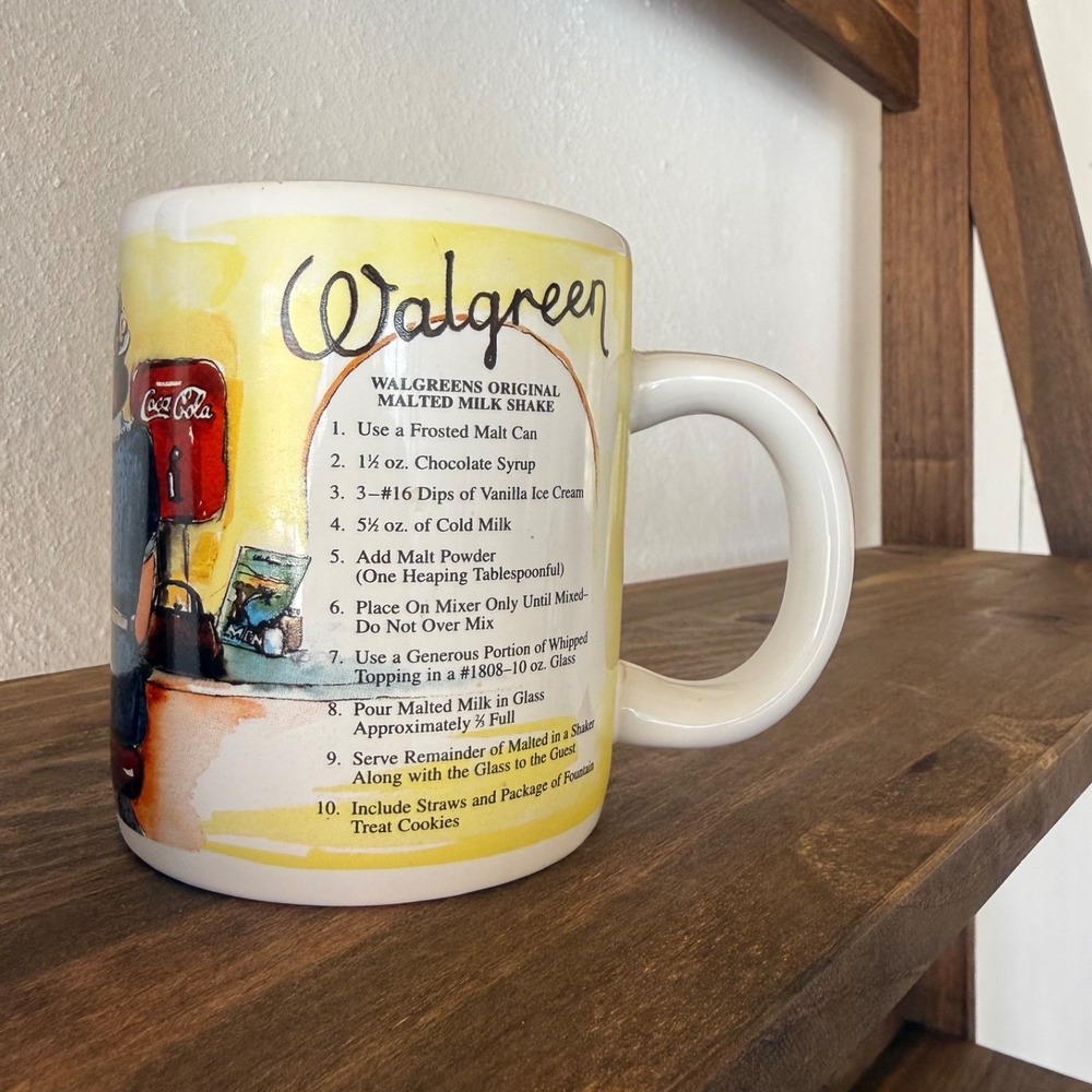 Walgreens‎ Soda Fountain 1940s Malted Milk Shake Recipe Coffee Mug 1901-2002 VTG